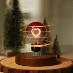 LED-lampa i svävande läge med lysande hjärta, modern vetenskaplig dekoration, idealisk för ett originellt och romantiskt inre.