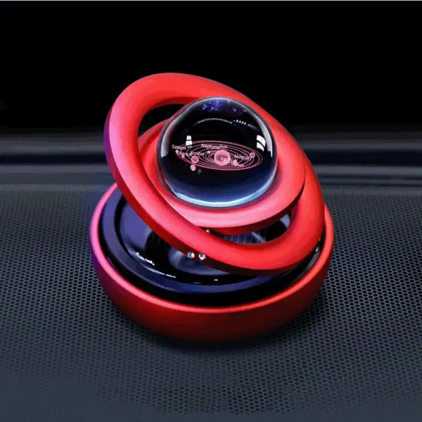 Optisk illusion bollmodell med röd spiral, som illustrerar ett dekorativt och fascinerande vetenskapligt objekt, perfekt för vetenskaplig eller modern inredning.