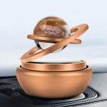 Vetenskaplig sfärmodell med stöd i roséguld, som illustrerar ett dekorativt objekt inspirerat av vetenskap, perfekt för en vetenskaplig inredningsbutik.