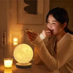 3D-månlampa, stämningsbelysning, modern dekoration för vardagsrum eller sovrum.