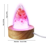 LED-vulkanlampa med rosa och röda kristaller, avslappnande stämningsbelysning, originaldekoration för sovrum eller kontor.