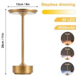 Guld LED-bordslampa med 40 LED, 4000mAh batteritid, modern och sofistikerad design, idealisk för vetenskaplig dekoration eller som inredningsdetalj.