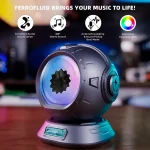 Bluetooth-högtalare med flerfärgad LED-belysning, modern design och avancerade funktioner för en uppslukande ljudupplevelse. Perfekt för musik och inredning.