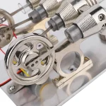 Miniatyr elektrisk motor för vetenskapliga experiment, metallkomponenter med kablar och växlar, idealisk för utbildningsprojekt och tekniska demonstrationer.