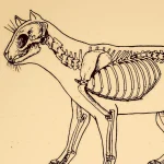 Illustration av en dinosaurie med exakta anatomiska detaljer.