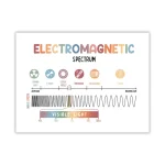 Illustration av det elektromagnetiska spektrumet som visar olika vågor, från gamma till radio, med det synliga ljuset i färg.