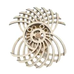 Skulpterad trävortexmodell, dekorativ och utbildande, som representerar ett fascinerande vetenskapligt fenomen med spiraldesign. Perfekt för dekoration eller lärande.