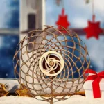Naturlig träpendel i spiralform, elegant och hantverksmässig design, perfekt för dekoration eller som en unik smycke.