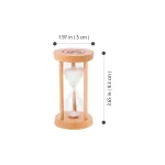 Timglas i trä med vit sand, elegant och lärorik vetenskaplig dekoration.