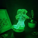 Grön LED-lampa som föreställer en astronaut i 3D, perfekt för vetenskaplig dekoration eller för rymd- och astronomientusiaster.