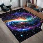 Inomhusmatta med kosmisk galaxmönster, stjärnor och nebulosor, som ger en touch av universum och förundran till din inredning.