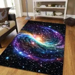 Vandra i universum med denna matta som föreställer en färgglad och stjärnig galax, perfekt för inspirerande och kosmisk inredning.