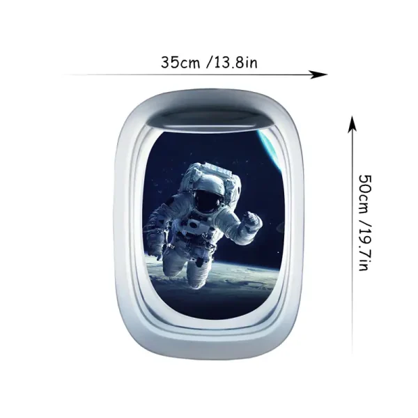 Dekorativ vitrin med bild av en astronaut som svävar i rymden, mått 35 cm x 50 cm, perfekt för vetenskaplig eller tematisk inredning.