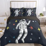 Sänghimmel med mönster av astronaut i rymden.