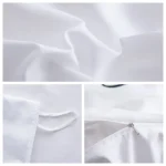 Vitt polyester tyg, perfekt för laboratoriedekoration eller vetenskapliga föremål, med noggrant utförande och ökad hållbarhet.