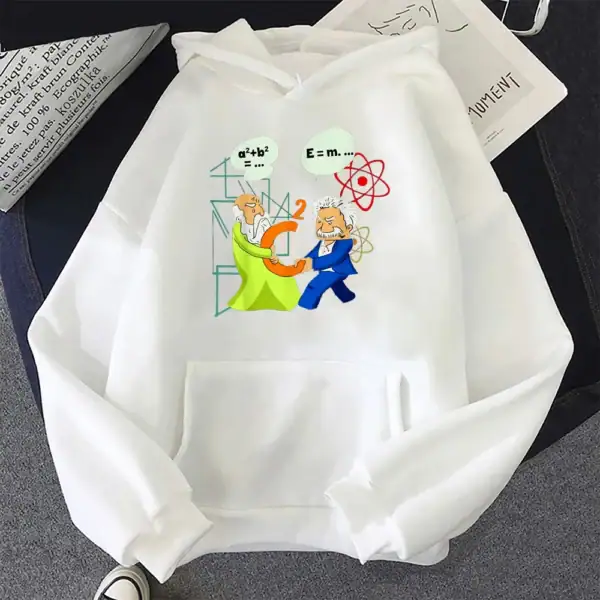 Tygscarf med illustration av två forskare som diskuterar, omgiven av matematiska och fysiska symboler, perfekt för vetenskaps- och utbildningsentusiaster.