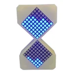 LED-ljusskylt i form av ett timglas med upplysta blå rutor, perfekt för vetenskaplig eller modern inredning.