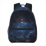 Ryggsäck med galaktisk design, idealisk för studenter och astronomientusiaster.