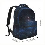 Ryggsäck med mönster av galax, kosmisk design, idealisk för studenter och astronomientusiaster.