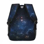 Ryggsäck med mönster av stjärnig galax, idealisk för astronomi- och vetenskapsdekorationsentusiaster. Perfekt för skolan, resor eller som dekorativt objekt.