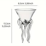 Transparent glasvas med tentakeldesign, höjd 13,3 cm och diameter 8,3 cm, idealisk för vetenskaplig eller modern dekoration.