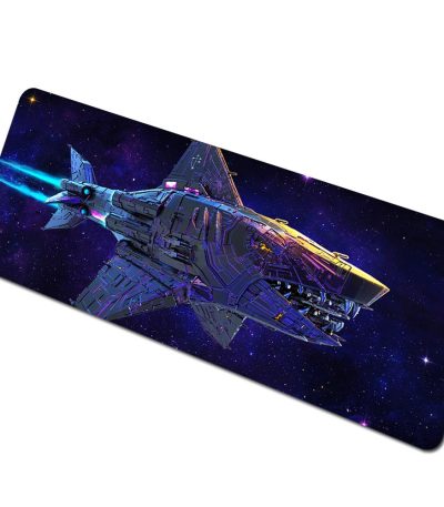 Futuristiskt rymdskepp i science fiction-dekoration, perfekt för astronomi- och teknikentusiaster, med en detaljerad och färgglad design som väcker tankar om rymdutforskning.