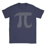 Blå t-shirt med mönster av siffror och vetenskapliga data i vitt, perfekt för vetenskaps- och teknikentusiaster, idealisk för en avslappnad outfit eller som en originalpresent.