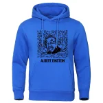 Hoodie med Albert Einstein-design och kända citat, perfekt för vetenskaps- och avslappnat stilälskare.