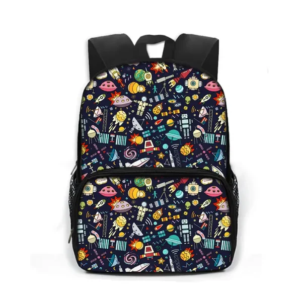 Barnryggsäck med vetenskaplig design, perfekt för skolan eller roliga aktiviteter.