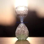Hållare för sandklocka i transparent blåst glas med luftbubblor, elegant och dekorativ, idealisk för vetenskaplig dekoration eller som samlarobjekt.