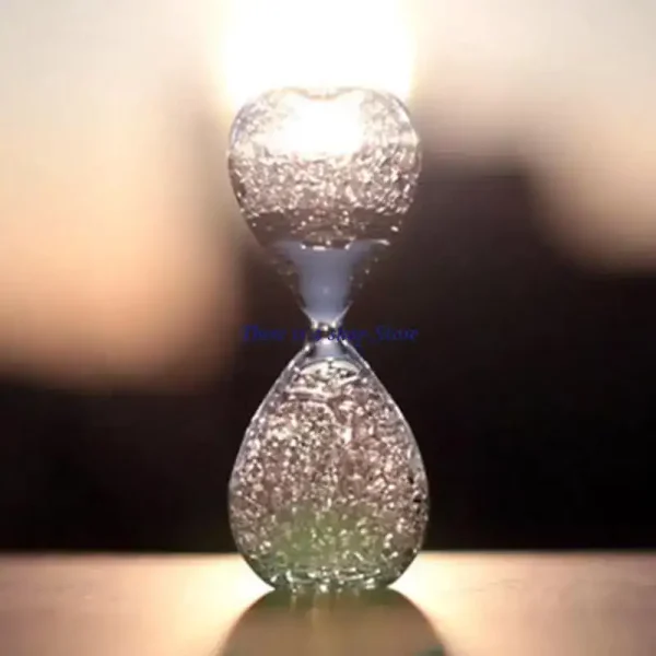 Hållare för sandklocka i transparent blåst glas med luftbubblor, elegant och dekorativ, idealisk för vetenskaplig dekoration eller som samlarobjekt.