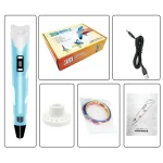 3D pensel för reliefutskrift, startkit med USB-kabel, färgade filament, stöd och bruksanvisning. Idealisk för konstnärliga och utbildande skapelser.