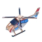 Skala modell av en färgglad trähelikopter, perfekt för dekoration eller vetenskapligt lärande.