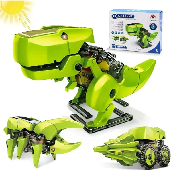 Solrobotdinosaurie, pedagogisk leksak för barn, innovativ vetenskaplig dekoration.