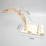 Modell av klämma i trä för vetenskapliga experiment, mäter 350 mm lång, 230 mm bred och 70 mm hög, idealisk för utbildningsprojekt och experiment.