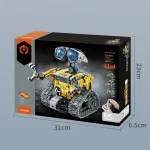 Programmerbar utbildningsrobot i kit med larvfötter, kontroller och tillbehör för barn, idealisk för att lära sig om robotik och programmering.