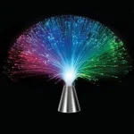 Flerfärgad fiberoptisk lampa med vibrerande ljus, idealisk för vetenskaplig inredning och modern atmosfär.