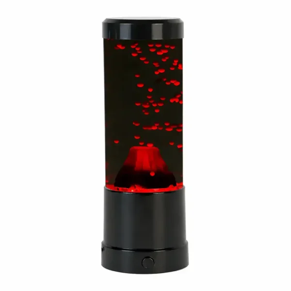 Bordslampa inspirerad av ett utbrott av en vulkan med röda ljuseffekter, idealisk för en original och modern inredning.