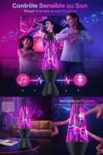 Plasma-lampa med ljuseffekter och musik, idealisk för inredning, reagerar på ljud och musik, skapar en dynamisk och färgglad atmosfär i rummet.
