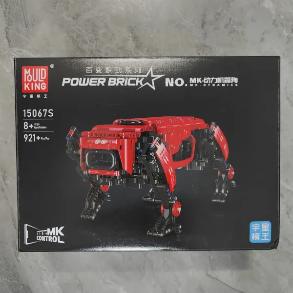 Robot Power Brick i låda, modell MK-DYNAMICS, designad för barn från 8 år och uppåt, med 921 bitar, perfekt för byggande och vetenskaplig dekoration.