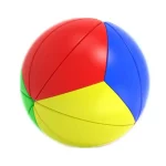 Färgglad pusselballong med röda, blå, gröna och gula segment, idealisk för vetenskapligt lärande och underhållning.