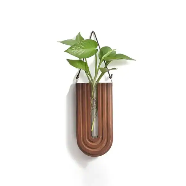 Väggvas i trä med hängande grön växt, modern och naturlig dekoration för inredning. Idealisk för att ge en touch av grönska och elegans till ditt hem eller arbetsutrymme.
