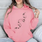 Rosa hoodie med svart dubbelhelix DNA-mönster, perfekt för vetenskaps- och modeentusiaster.