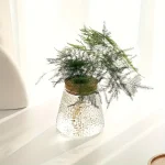 Grön växt i en glasvas med vetenskapligt utseende, idealisk för inredning med en botanisk och modern touch.