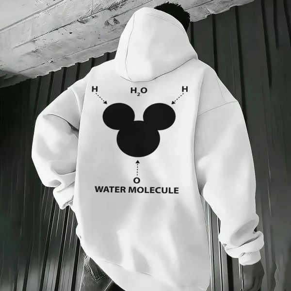 Hoodie som illustrerar vattenmolekylen, symbol för vetenskap och forskning. Perfekt för vetenskapsentusiaster eller som en utbildningspresent.